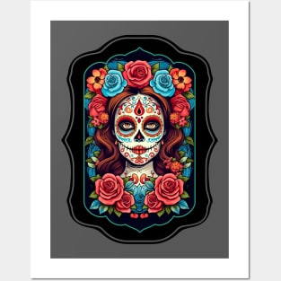 Day Of The Dead Woman Skull Posters and Art